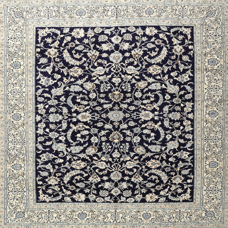 Tapis beige/gris/noir traditionnel Freidin, Carré 5 pi