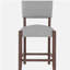 Ensemble de 4 tabourets de bar Mid-Century modernes de 40,4 po avec dossier, tabourets de bar rembourrés en lin avec pieds en bois massif pour la salle à manger de l'îlot de cuisine, gris (chaises 4 pièces)