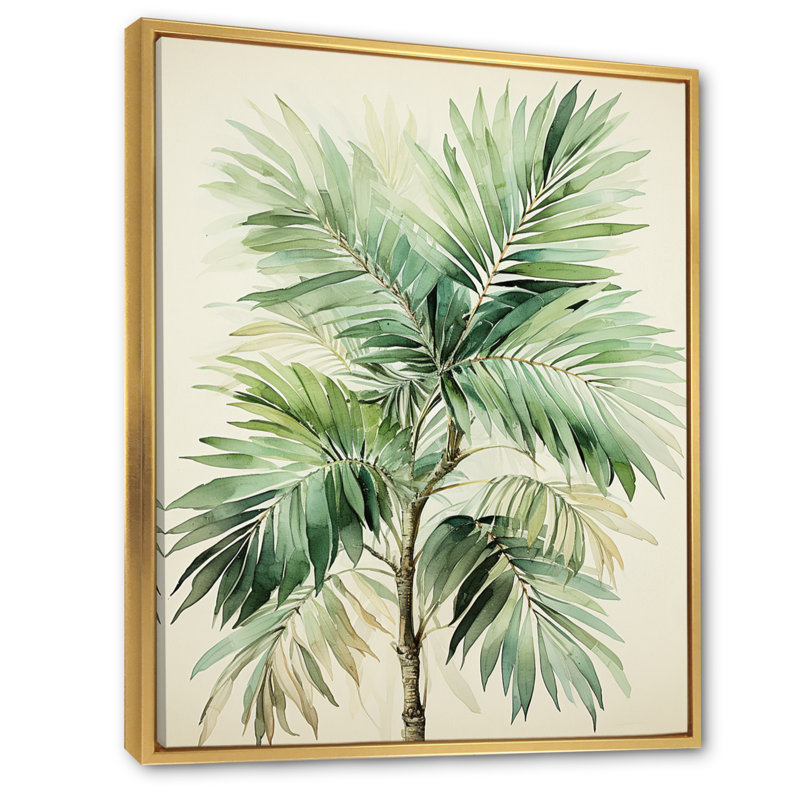 Boulam minimalisme Plam Tree Solitude III, H 44 po x l 34 po x P 1,5 po, Cadre flottant doré