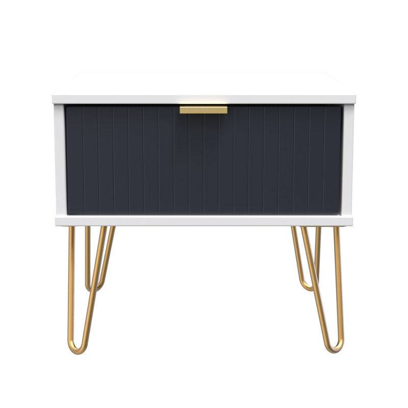 Beranda 45cm W Manufactured Wood Bedside Table, Indigo Matt/White