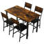 Ensemble 5 pièces de mobilier de salle à manger moderne en métal et bois pour 4 personnes, chaises de table de salle à manger
