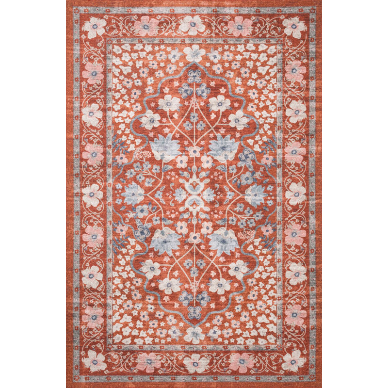 Tapis intérieur / extérieur en polypropylène tissé à la machine rouge Reyanshi, Rectangle 5 pi 1 po x 7 pi 10 po