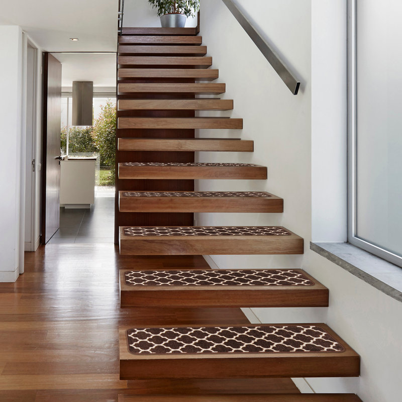 Tapis d'escalier Tempest, Brun, Rectangle 8,8 po x 2 pi 2 po