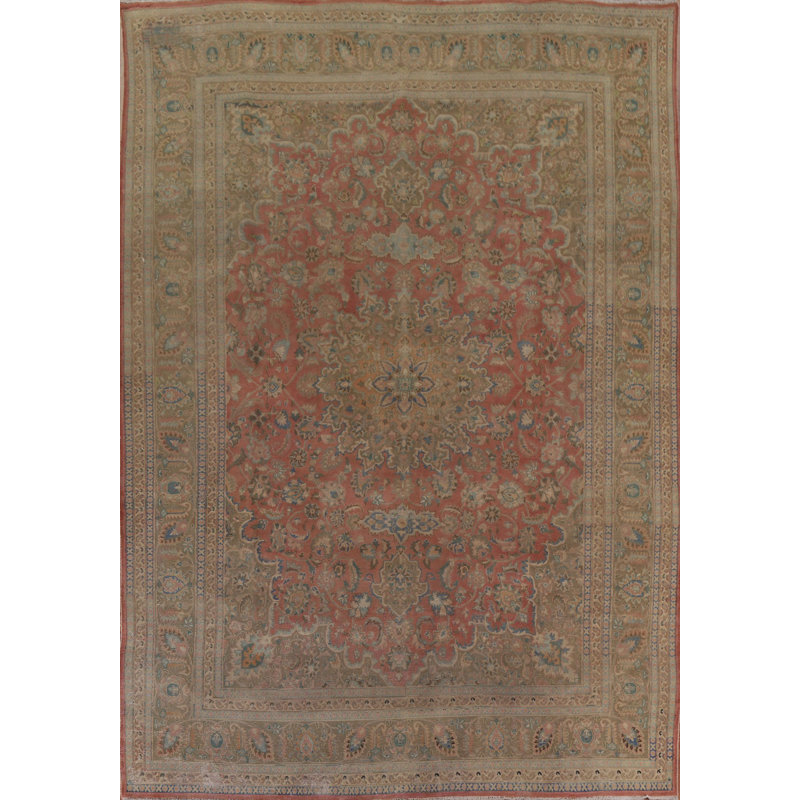 Tapis traditionnel perse Mashad noué à la main 9 x 12