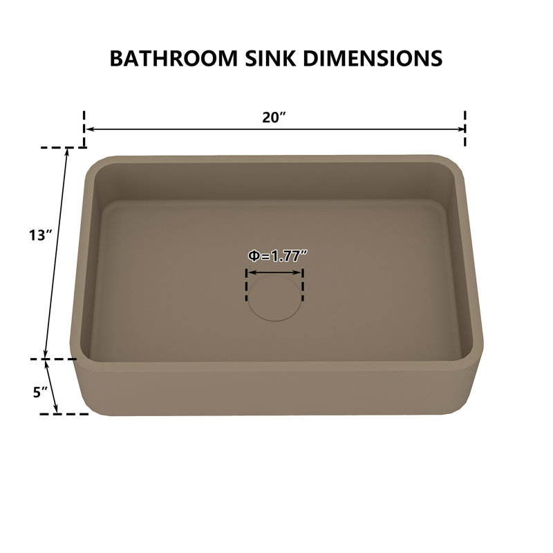 Taupe Clay Rectangular Ceramic Bathroom Sink