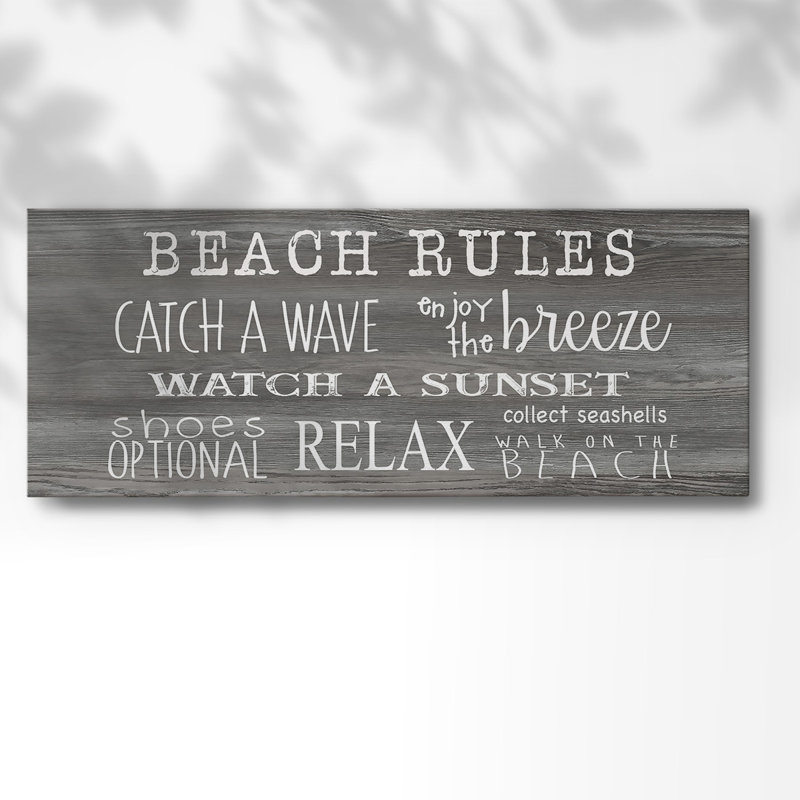 " Beach Rules ", 8" H x 20" W x 1.5" D