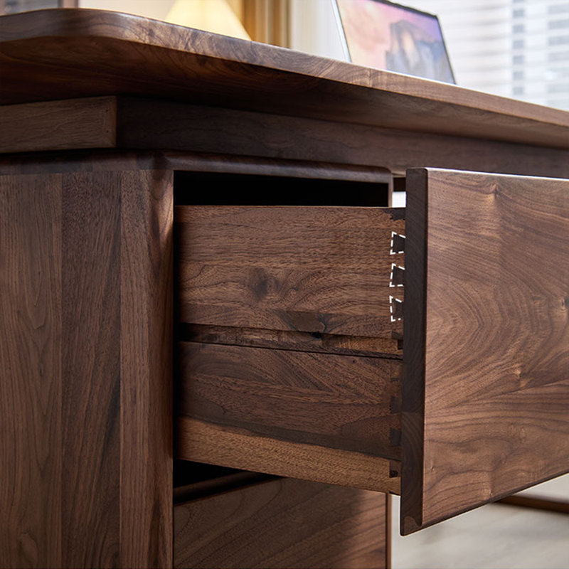 Bureau moderne moderne en bois massif de noyer noir, H 29,53 po x l 78,74 po x P 33,46 po