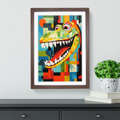 Crocodile Constructivism - Single Picture Frame Print on Wood