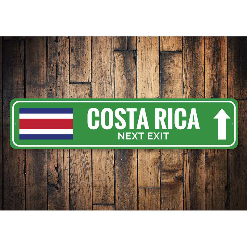 Enseigne en aluminium Costa Rica, H 6 po x l 24 po x P 0,06 po