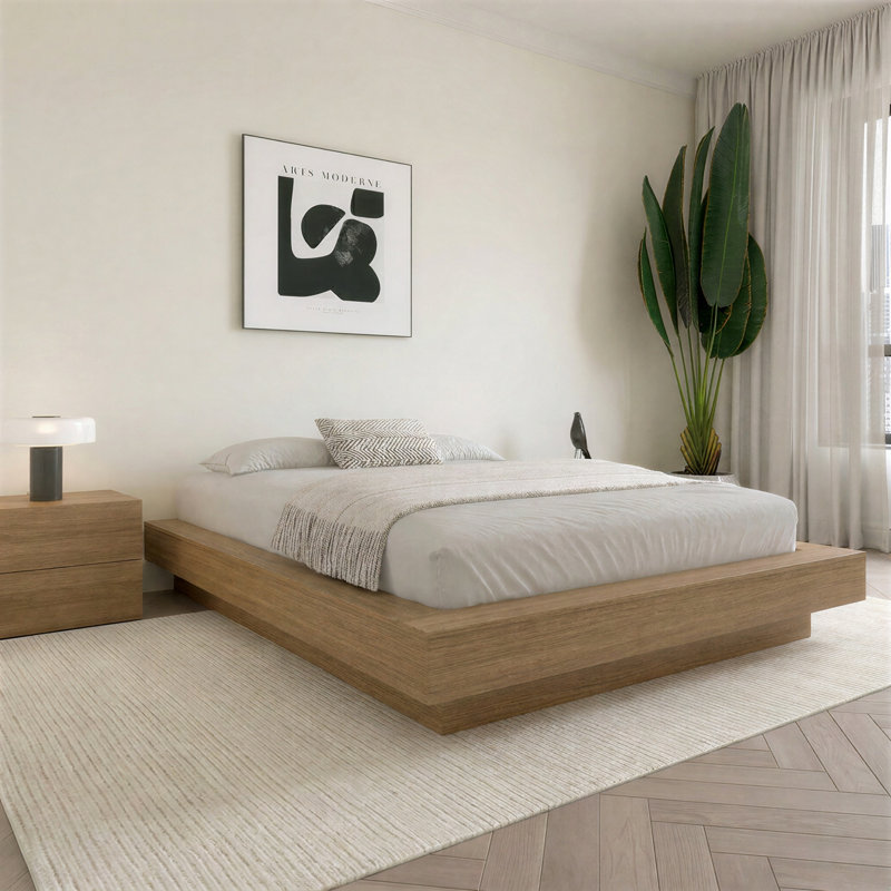 Brix Platform Bed, Queen, Brown