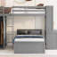 Lit mezzanine simple avec lit autonome, tablettes, bureau et garde-robe (lit)
