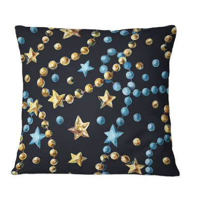 Coussin décoratif bleu et doré