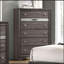 Finition grise 1 pièce style contemporain commode à bijoux cachée tiroirs à queue d'aronde anglaise boutons argentés meubles de chambre à coucher-799618141