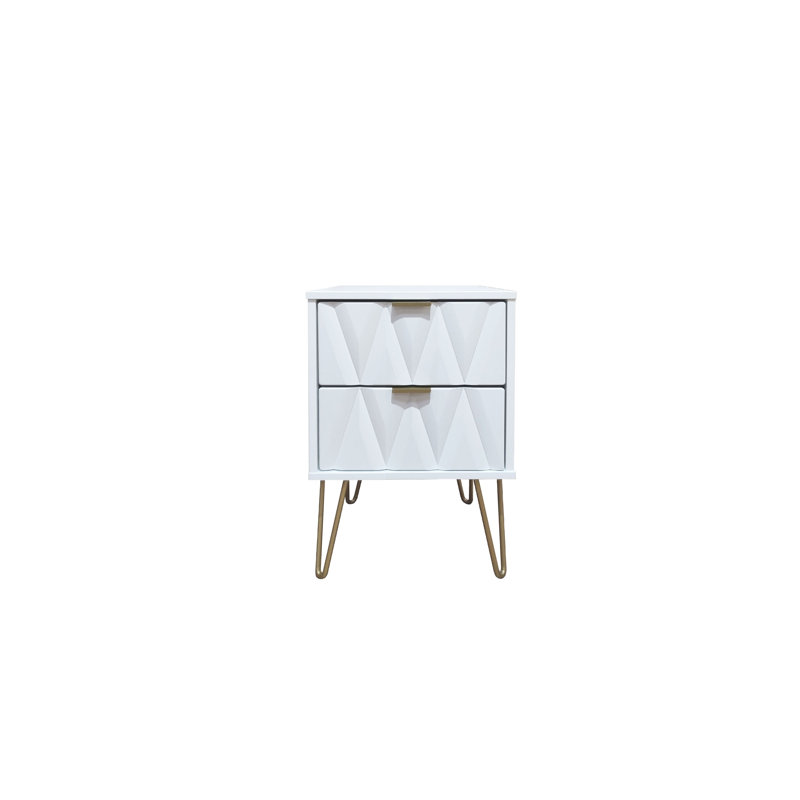 Fully Assembled Forst 2 Drawer Bedside Table, White