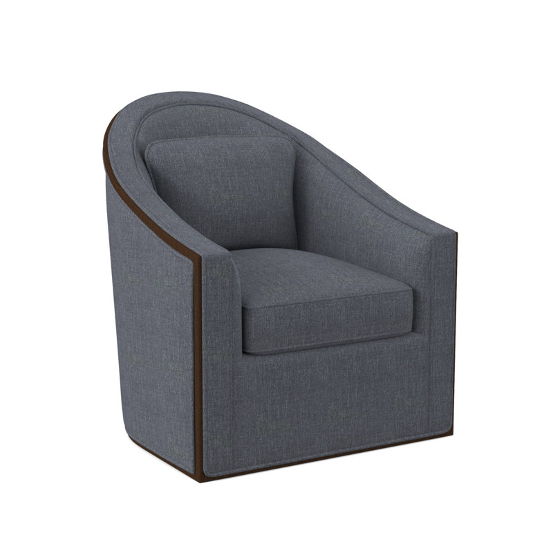 Academy Swivel Barrel Chair, American Walnut, Elise Harbor 100% Polyester