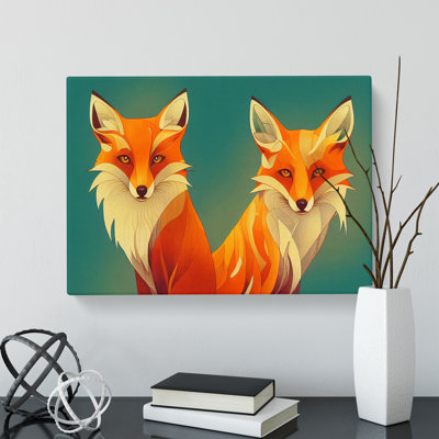 Delightful Foxes - Wrapped Canvas