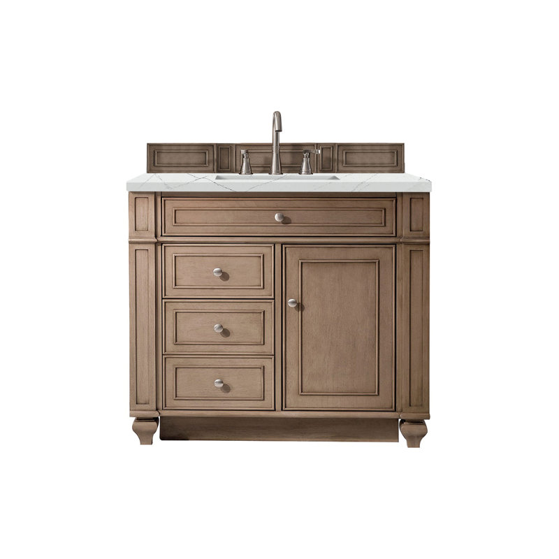 Meuble-lavabo simple 36 po Calisto, Noyer blanchi, Noctis éthéré, 8 po