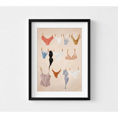 Beach Art Print: Minimalist Bikini Scene (Framed)