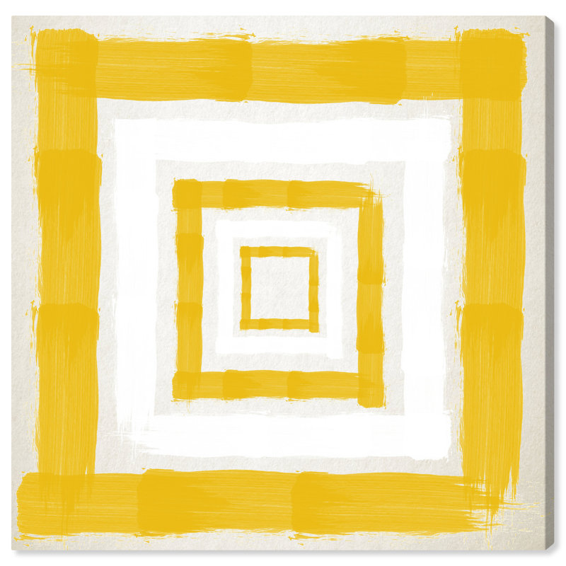 Abstrait art moderne jaune sur toile jaune, H 12 po x l 12 po x P 0,8 po