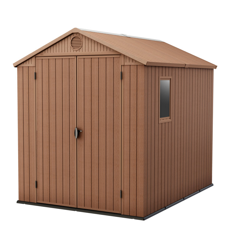 6' x 8' Brown Resin Outdoor Storage Shed with Windows