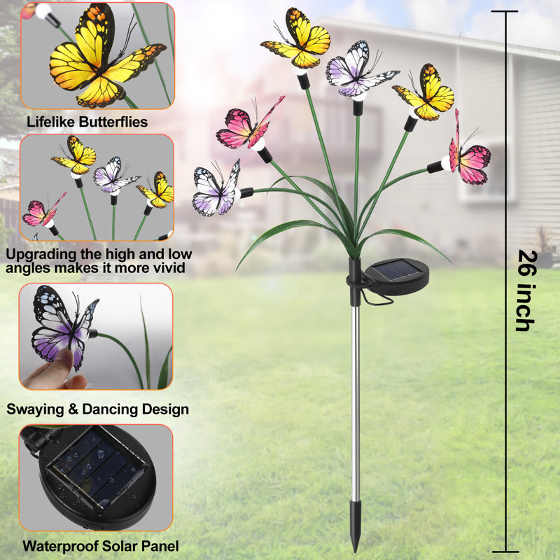 Lumières de cour solaires Khiana, dernières lumières papillon à bascule oscillant, se balançant avec le vent, cadeau de la fête des Mères (ensemble de 2)
