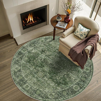 Washable Area Rug Vintage Rug for Living Room