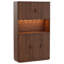Meuble de cuisine cannelé 71 po H x 43,3 po L, meuble de rangement en bois avec étagères réglables, buffet avec station de recharge intégrée, meuble bar à café pour cuisine et salle à manger-1092419366