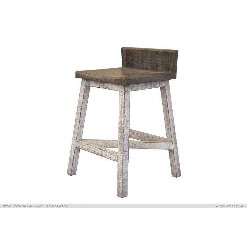 Tabouret Kalyn de 24 po avec siège et base en bois, finition pierre