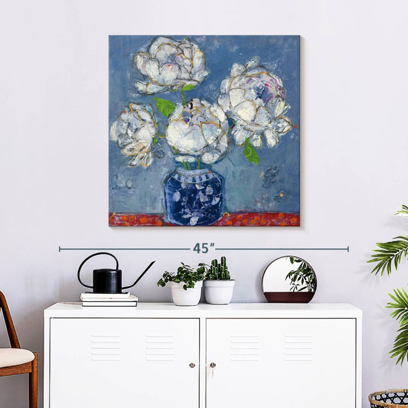 Vase de pivoines bleu Harnek, H 30 po x l 30 po