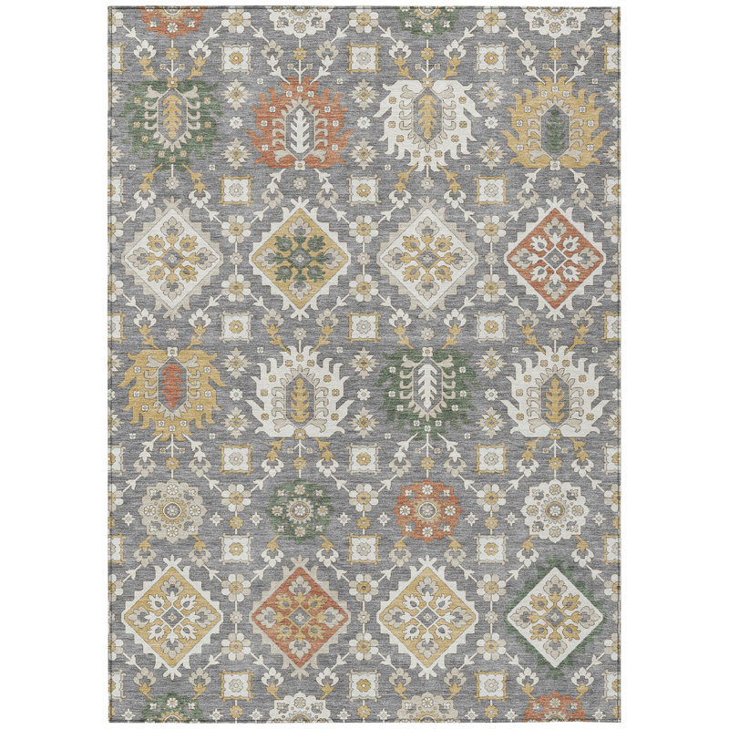 Machine Washable Indoor/Outdoor Husby ACN2200 Bohemian Rug, Rectangle 2'6" x 3'10"