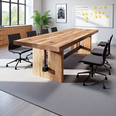 Modern Industrial Style Solid Wood Conference Tabl