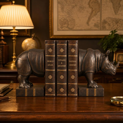 13.8 Inch Rhino Book Ends