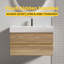 Meuble-lavabo 24 po avec lavabo en quartz d'ingénierie brillant et tiroirs souples, meuble-lavabo mural flottant pour salle de bain moderne, sans drain ni robinet