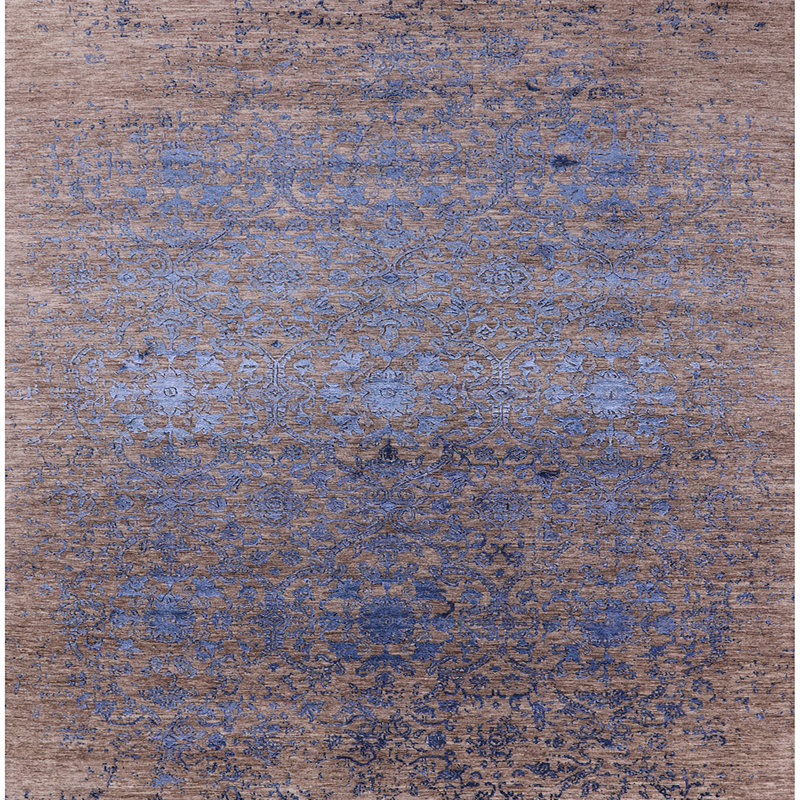 Tapis brun / bleu Shae, Carré 3 pi
