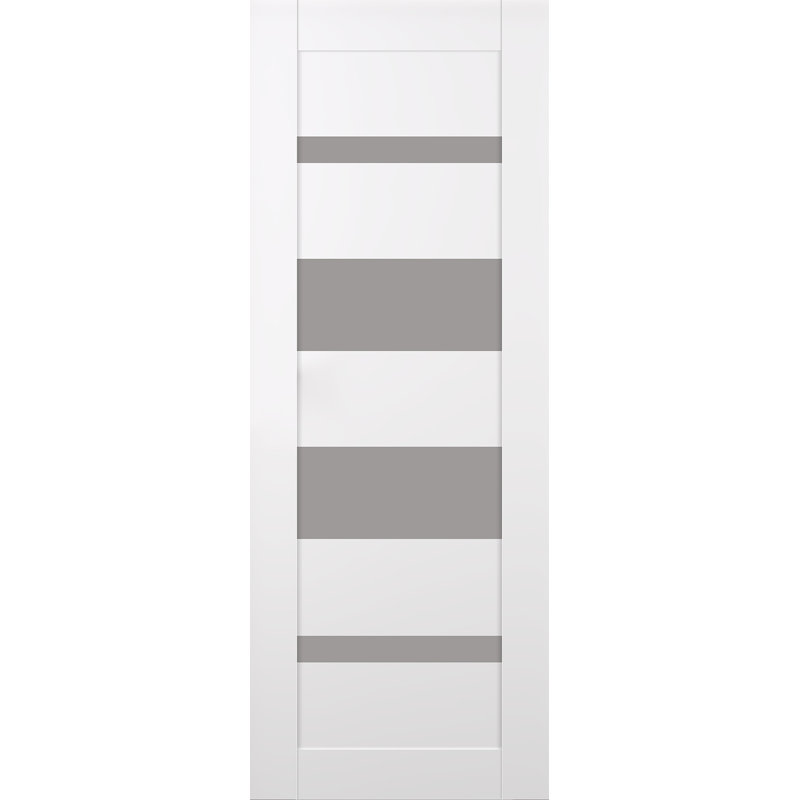 Snow White Frosted Glass and Wood Composite Interior Door Slab