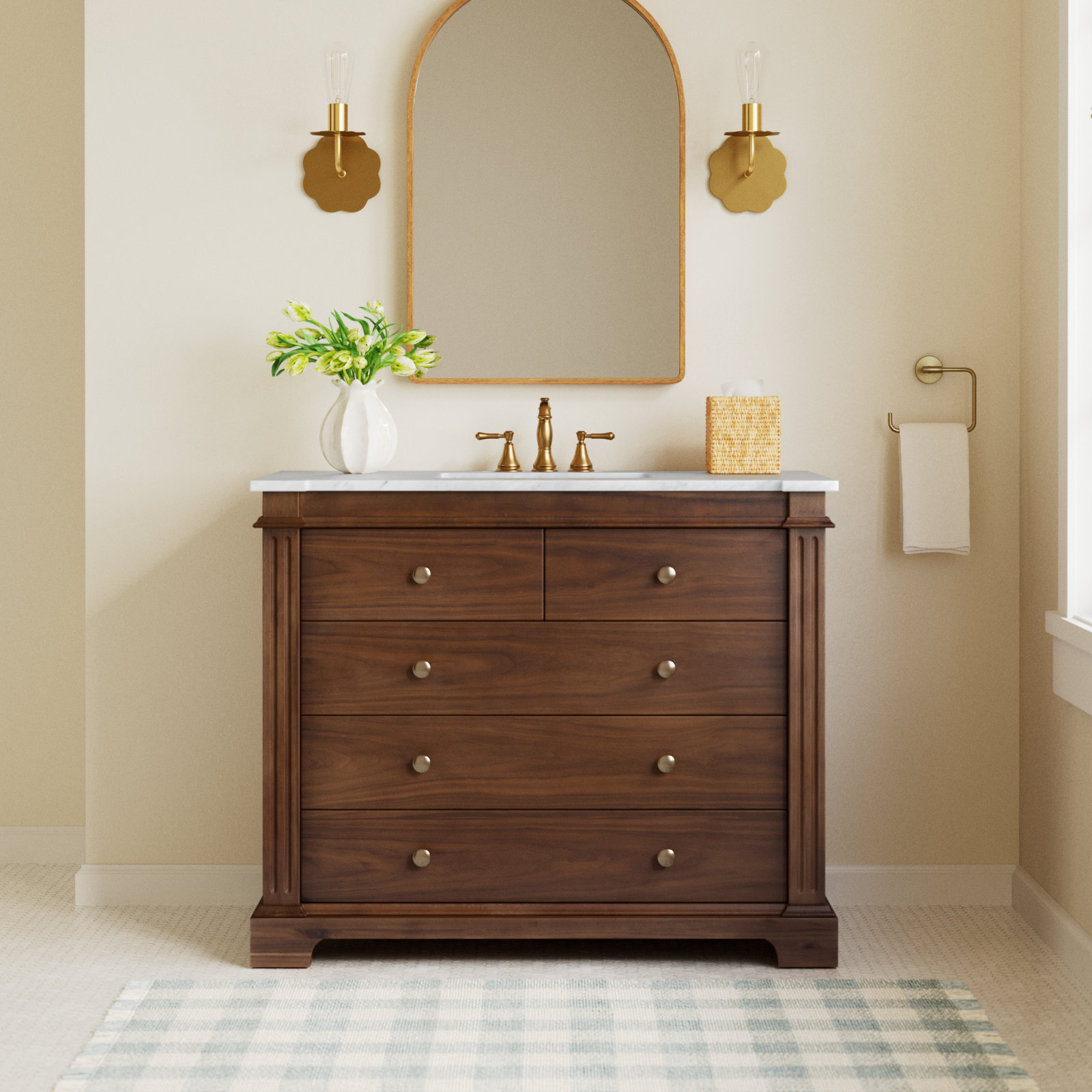 Garza 42" Single Bathroom Vanity Set, Walnut Brown