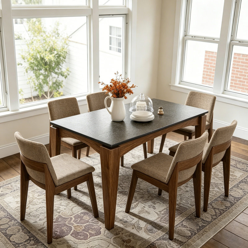 Set of 2 Fully Assembled Modern Fabric Upholstered Dining Side Chairs with Solid Wood Frame