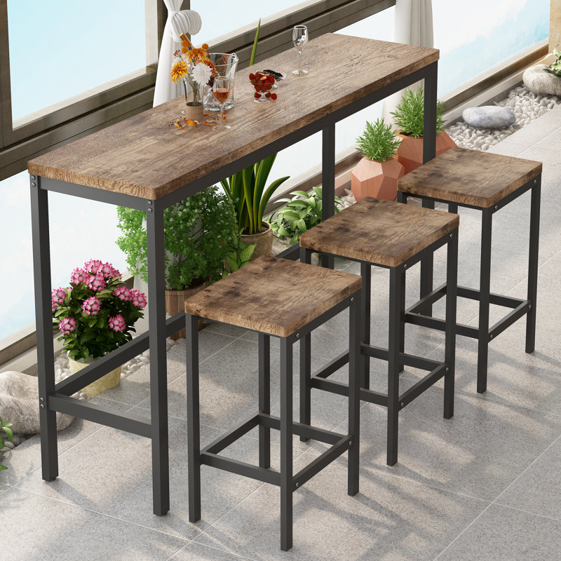 Ensemble de table de salle à manger de cuisine, table de pub, ensemble de table de salle à manger longue avec 3 tabourets