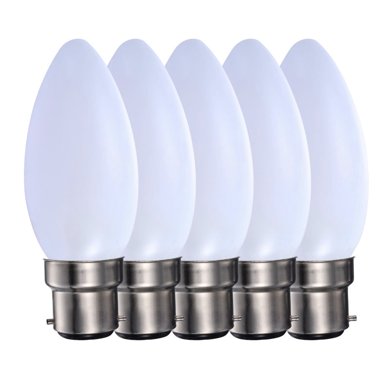 5W BA22d Dimmable LED Candle Light Bulb Frosted (Set of 5)