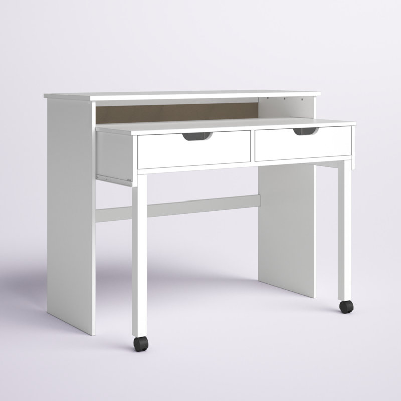 Bureau extensible minimaliste avec tiroirs Hundo, Blanc