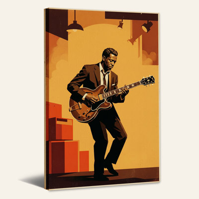 Musicien jouant de la guitare électrique sur toile, art mural