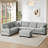 125.2"W 5-Piece Upholstered L-shaped Sectional with a Movable Ottoman-509862349