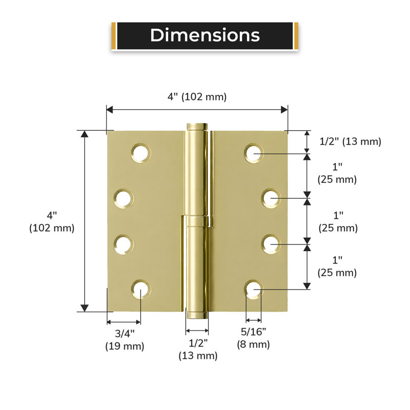 Deltana DSBLO410B-LH Left Hand 4" x 4" Square Lift-Off Hinge Oil Rubbed Bronze Finish, Unlacquered Brass