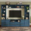 Meuble télé mural de style ferme moderne de 102,3 pouces avec console et étagères réglables, meuble télé intégré avec 4 tiroirs et placards latéraux pour téléviseurs jusqu'à 70 pouces.-271727518