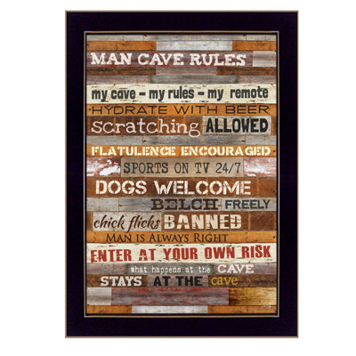 Man Cave Rules Framed Textual Art