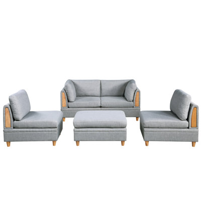 Grey Furniture - 5Pc Fabric Chair & For United Home Area Chairs Assembled Space