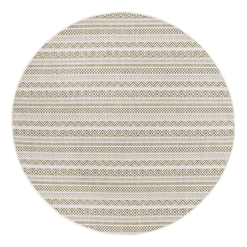 Striped Indoor / Outdoor Rug, Round 5'3"