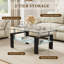 Ensemble de tables basses 3 pièces Myrasol avec 2 tables de bout, plateau de table en verre trempé à 2 niveaux avec tablette de rangement et structure en métal-132994702-132994704