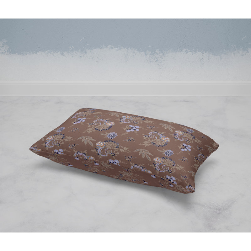 Rose Dreams  Rectangular Throw Pillow, Blue/Brown