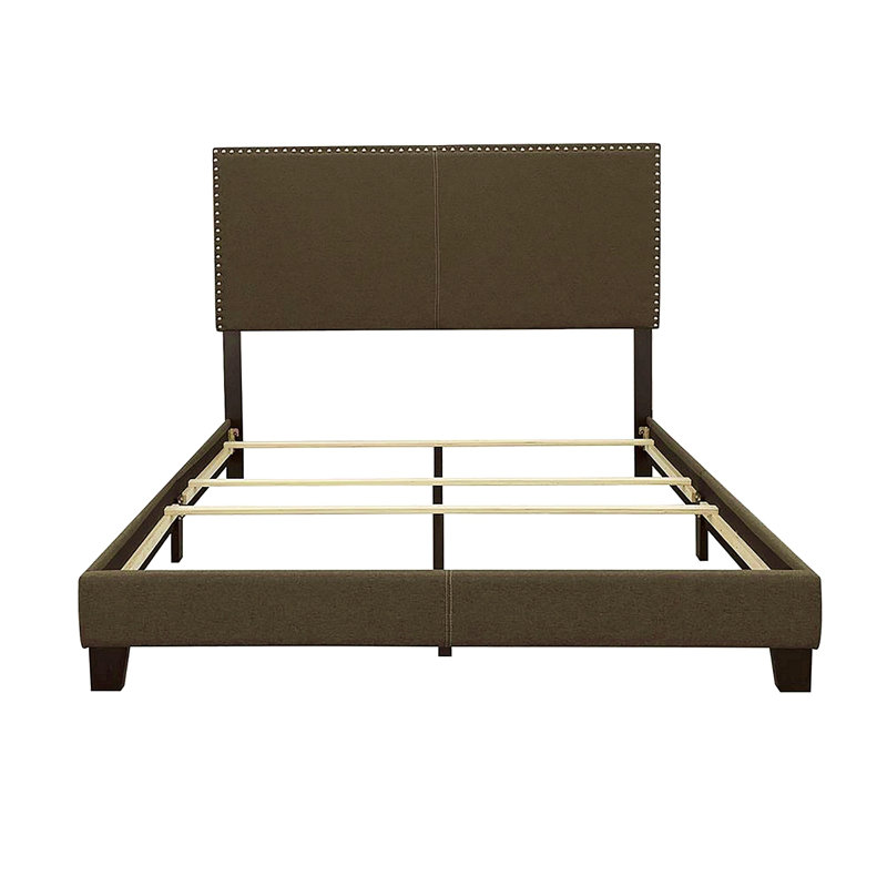 Charcoal Queen Bed With Nailhead Trim, Charcoal, Queen